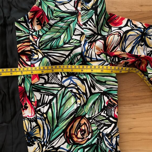 Coldwater Creek Jacket Blazer Size 12 Red Green Floral 3/4 Sleeve Open Front - Picture 3 of 11